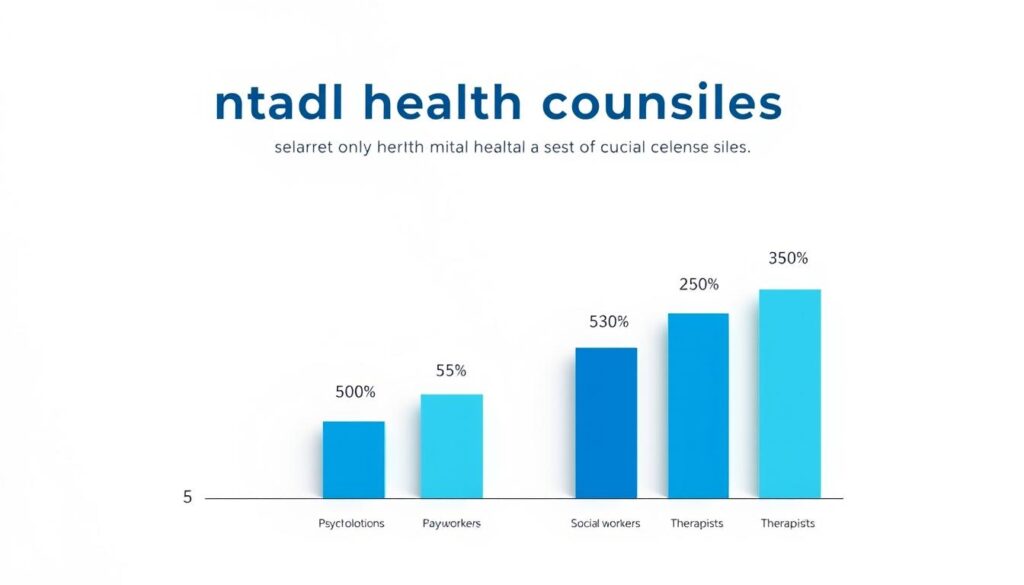 A meticulously crafted data visualization against a crisp white backdrop, showcasing the comparative salaries of mental health counselors alongside related professions such as psychologists, social workers, and therapists. The image features clean, minimalist graphics with intuitive icons and a color palette that is both visually striking and easy to interpret. Precise, well-aligned bars or columns illustrate the nuanced salary differences, inviting the viewer to quickly grasp the relative positioning of these crucial helping roles. Subtle ambient lighting casts a professional, authoritative tone, while the overall composition maintains a harmonious, balanced aesthetic to seamlessly integrate into the article's informative layout. A meticulously crafted data visualization against a crisp white backdrop, showcasing the comparative salaries of mental health counselors alongside related professions such as psychologists, social workers, and therapists. The image features clean, minimalist graphics with intuitive icons and a color palette that is both visually striking and easy to interpret. Precise, well-aligned bars or columns illustrate the nuanced salary differences, inviting the viewer to quickly grasp the relative positioning of these crucial helping roles. Subtle ambient lighting casts a professional, authoritative tone, while the overall composition maintains a harmonious, balanced aesthetic to seamlessly integrate into the article's informative layout.