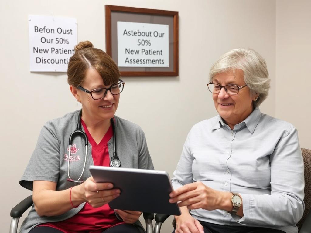 Long-term rehabilitation support session highlighting special 50% new patient discount Long-term rehabilitation support session highlighting special 50% new patient discount